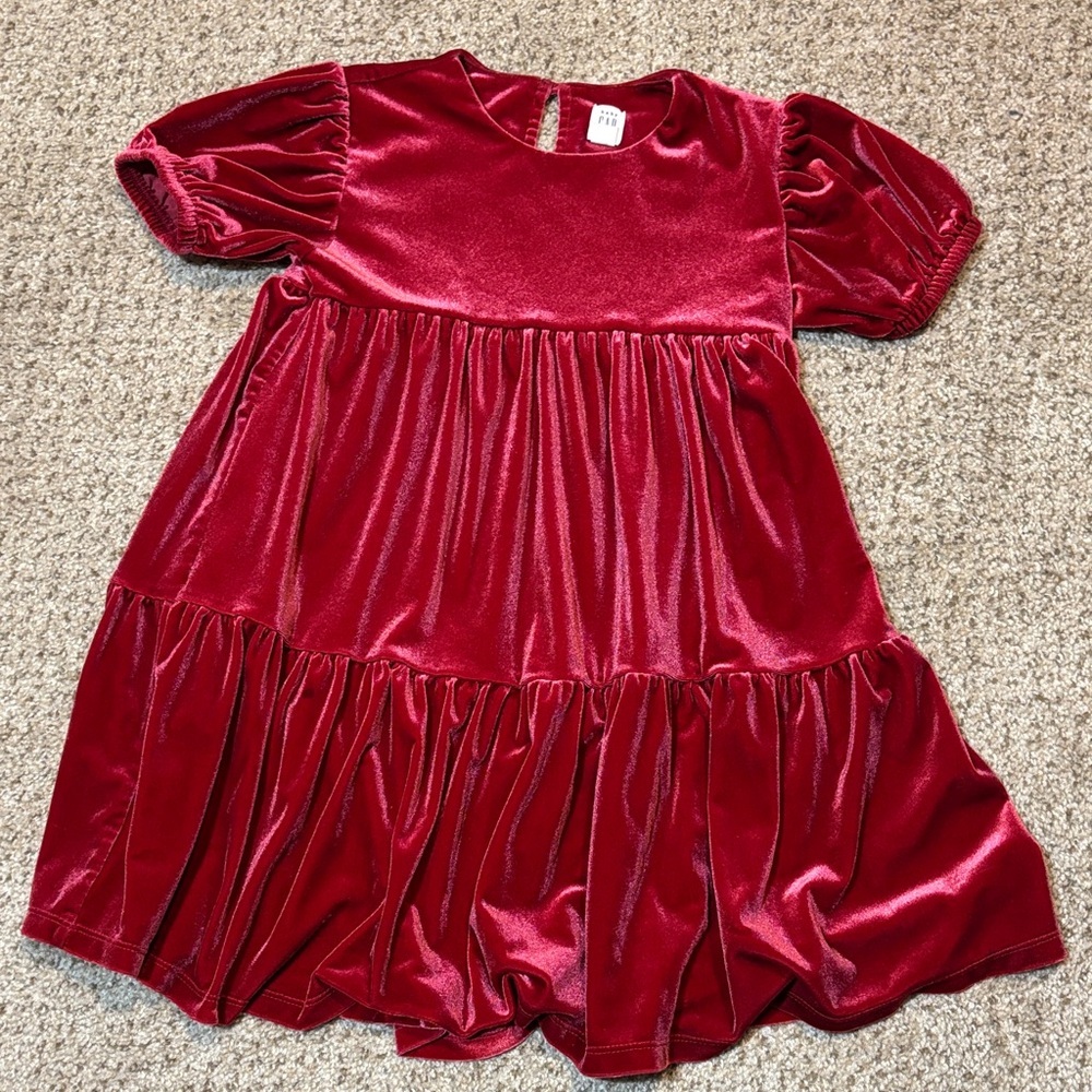 Gap Kids Red Velour Tiered Dress Size 5 | holiday | Christmas | festive | dressy